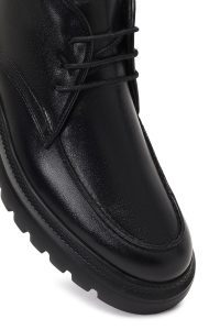 بوت چرمی مردانه مشکی بندی زیره ضخیم دری‌مد