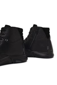 بوت چرمی مردانه مشکی بندی زیپ‌دار دری‌مد