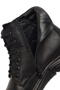 بوت چرمی مردانه مشکی بندی زیپ‌دار دری‌مد