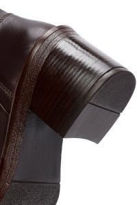 بوت چرمی پاشنه ضخیم قهوه ای زیپ دار زنانه دری مد