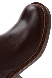 بوت چرمی پاشنه ضخیم قهوه ای زیپ دار زنانه دری مد