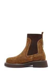بوت چلسی زنانه جیر قهوه ای دری مد
