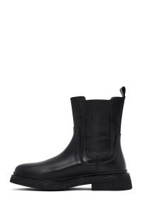 بوت چلسی زنانه چرمی مشکی دری مد