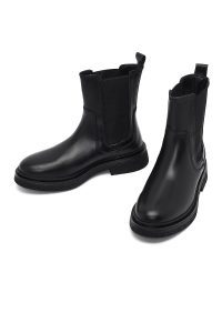 بوت چلسی زنانه چرمی مشکی دری مد