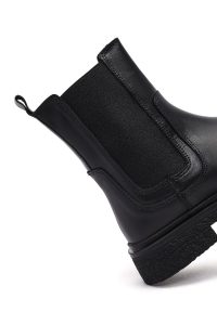 بوت چلسی زنانه چرمی مشکی دری مد