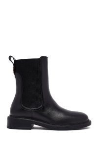 بوت چلسی زنانه چرمی مشکی دری مد