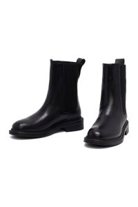 بوت چلسی زنانه چرمی مشکی دری مد