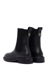 بوت چلسی زنانه چرمی مشکی دری مد