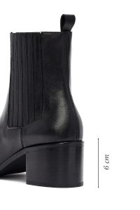 بوت چلسی زنانه چرمی مشکی پاشنه ضخیم دری مد