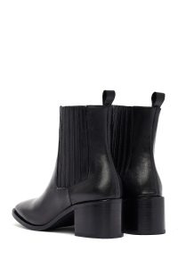 بوت چلسی زنانه چرمی مشکی پاشنه ضخیم دری مد