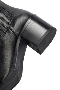 بوت چلسی زنانه چرمی مشکی پاشنه ضخیم دری مد