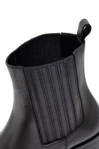 بوت چلسی زنانه چرمی مشکی پاشنه ضخیم دری مد