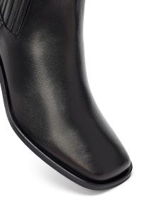 بوت چلسی زنانه چرمی مشکی پاشنه ضخیم دری مد