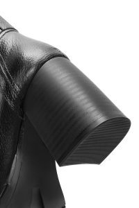 بوت چلسی زنانه چرمی مشکی پاشنه ضخیم دری مد