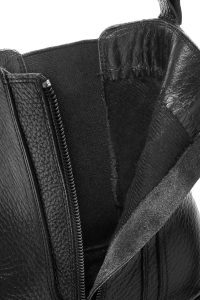 بوت چلسی زنانه چرمی مشکی پاشنه ضخیم دری مد