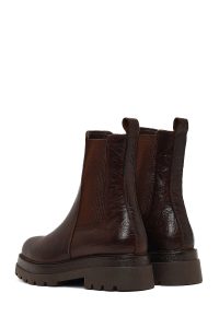 بوت چلسی چرمی زنانه قهوه‌ای زیره ضخیم دری‌مد