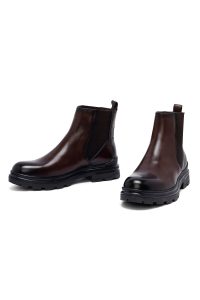 بوت چلسی چرمی مردانه قهوه‌ای دری‌مد