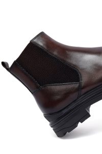 بوت چلسی چرمی مردانه قهوه‌ای دری‌مد
