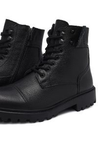 بوت کژوال مردانه چرمی مشکی زیپ‌دار دری مد