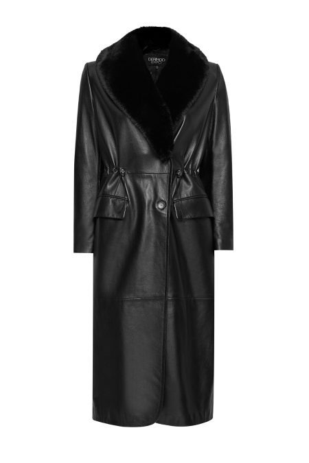 تاپ کت چرم خز مشکی زنانه جولیت دری مد