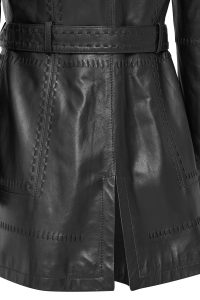 ترنچ کت چرمی زنانه مشکی کمربنددار Annamaria دری مد