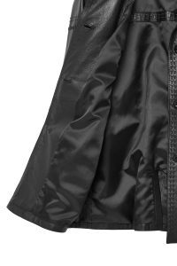 ترنچ کت چرمی زنانه مشکی کمربنددار Annamaria دری مد