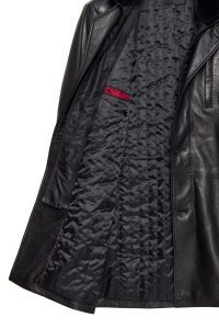 ترنچ‌کت چرمی مردانه مشکی یقه خزدار Barella دری مد