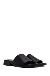 دمپایی زنانه چرم مشکی دری مد