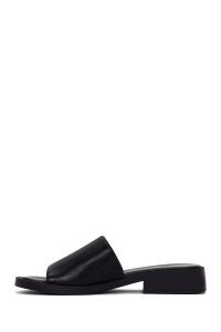 دمپایی زنانه چرم مشکی دری مد