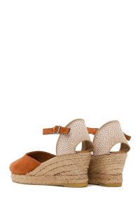 صندل زنانه اسپادریل جیر نارنجی بنددار مچ پا لژدار دری مد