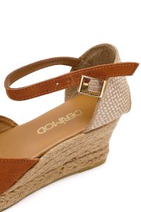 صندل زنانه اسپادریل جیر نارنجی بنددار مچ پا لژدار دری مد