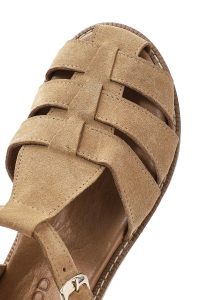 صندل زنانه جیر بژ بنددار مچ پا دری مد