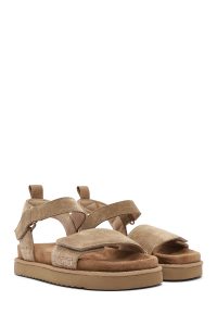 صندل زنانه جیر قهوه‌ای لژدار دری مد