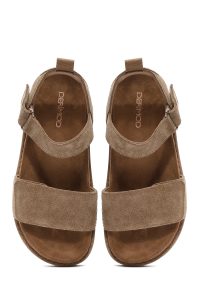 صندل زنانه جیر قهوه‌ای لژدار دری مد