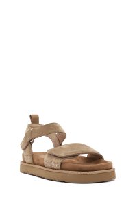 صندل زنانه جیر قهوه‌ای لژدار دری مد