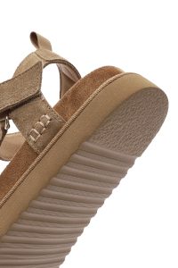 صندل زنانه جیر قهوه‌ای لژدار دری مد