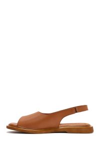 صندل زنانه چرم قهوه‌ای دری مد