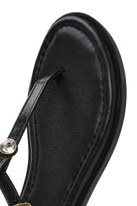 صندل زنانه چرم مشکی بنددار مچ پا انگشتی دری مد