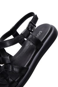 صندل زنانه چرم مشکی بنددار مچ پا دری مد