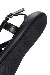 صندل زنانه چرم مشکی بنددار مچ پا دری مد