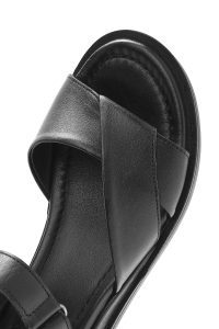 صندل زنانه چرم مشکی بندی دری مد