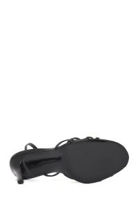 صندل زنانه چرم مشکی پاشنه‌بلند نازک دری مد