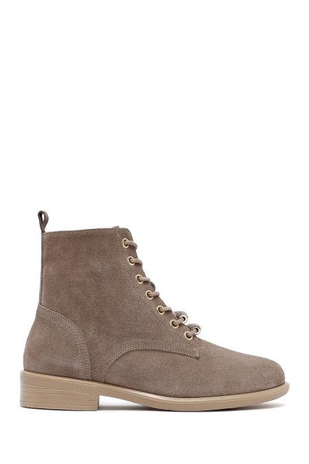 نیم بوت زنانه جیر بژ بندی زیپ‌دار دری مد