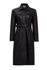 پالتو چرمی زنانه مشکی یقه پیراهنی Betina دری مد