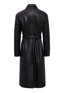 پالتو چرمی زنانه مشکی یقه پیراهنی Betina دری مد