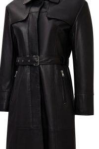 پالتو چرمی زنانه مشکی یقه پیراهنی Betina دری مد