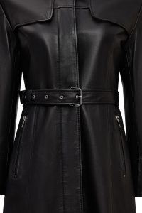 پالتو چرمی زنانه مشکی یقه پیراهنی Betina دری مد