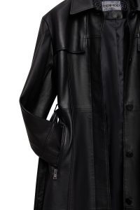 پالتو چرمی زنانه مشکی یقه پیراهنی Betina دری مد