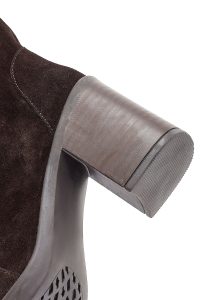 چکمه زنانه جیر قهوه‌ای زیپ‌دار پاشنه پهن دری مد