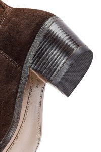 چکمه زنانه جیر قهوه‌ای کابوی پاشنه‌بلند ضخیم دری مد